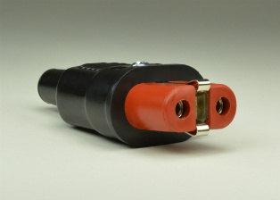 High Temperature European Plug-DIN 49490 straight connector body with rubber cover and silicone body. Good to 200*C continuous and 300*C short term. Rated 10 ampere 250 volt DC and 16 ampere 250 volt AC. 2 pole 3 wire grounding.